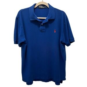 Polo by Ralph Lauren Mens Blue Short Sleeve Polo Shirt Classic Fit Size L -Large